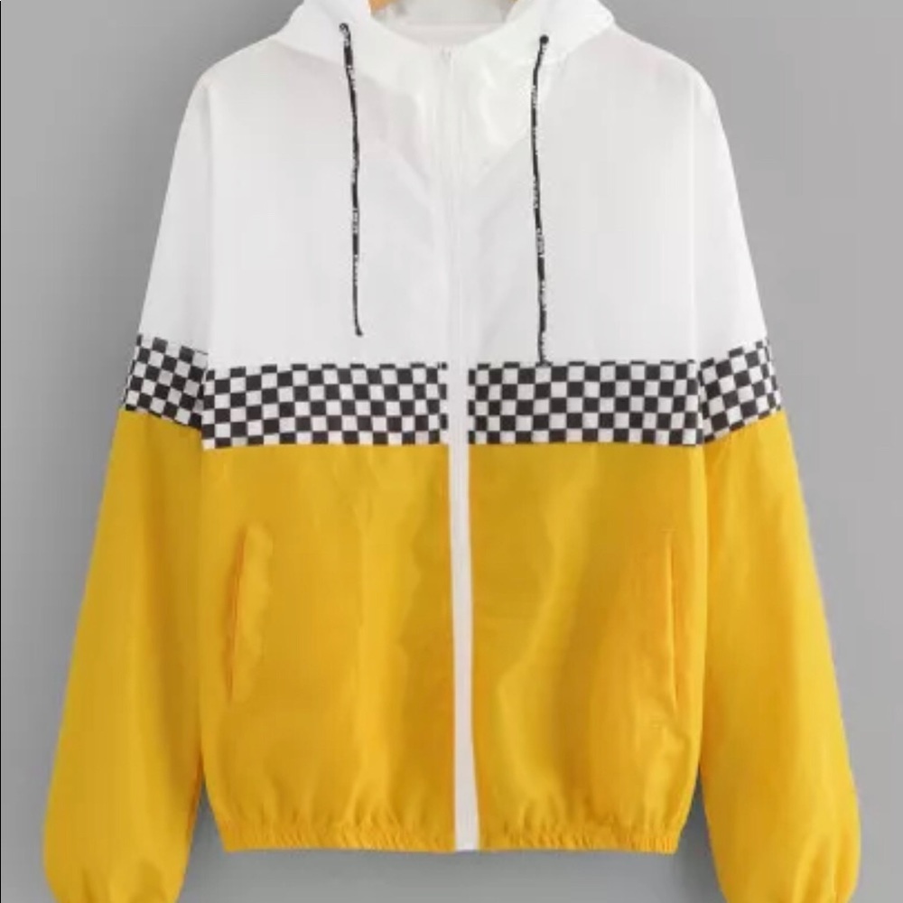 Color Block Elastic Waist Drawstring Jacket